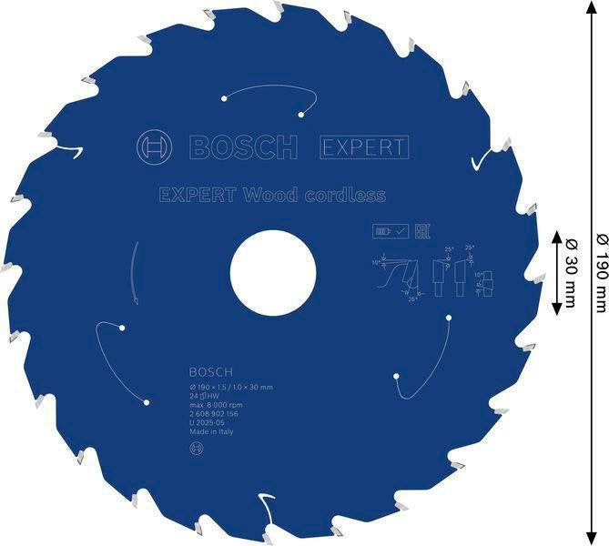 Bosch Kreissägeblatt Expert Wood AD 160 mm Z.24 WZ – Hartmetall-Sägeblatt für Akkusägen