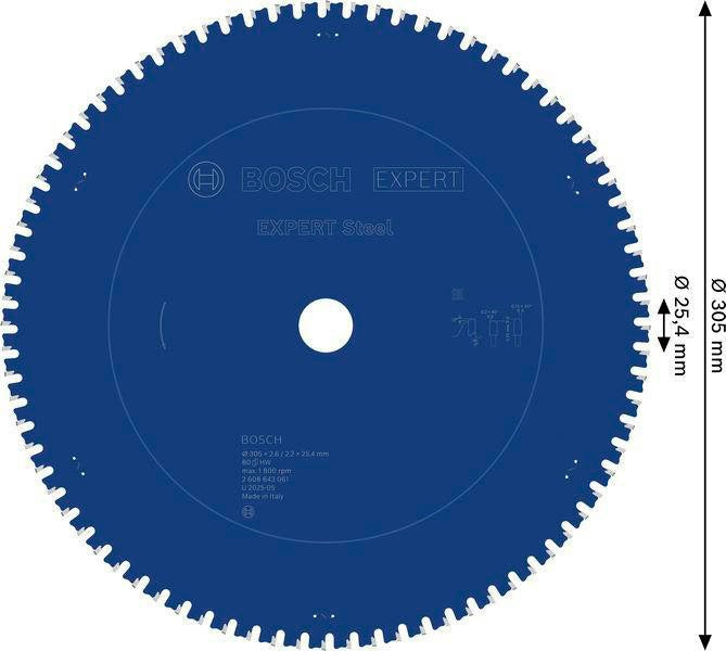 Bosch Kreissägeblatt EXPERT Steel AD 254 mm Z.60 HLTCG für Edelstahl