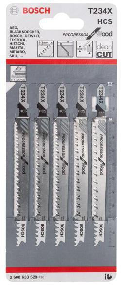 BOSCH Stichsägeblatt T 234 X HCS 5 Stück für Hartholz und Laminat