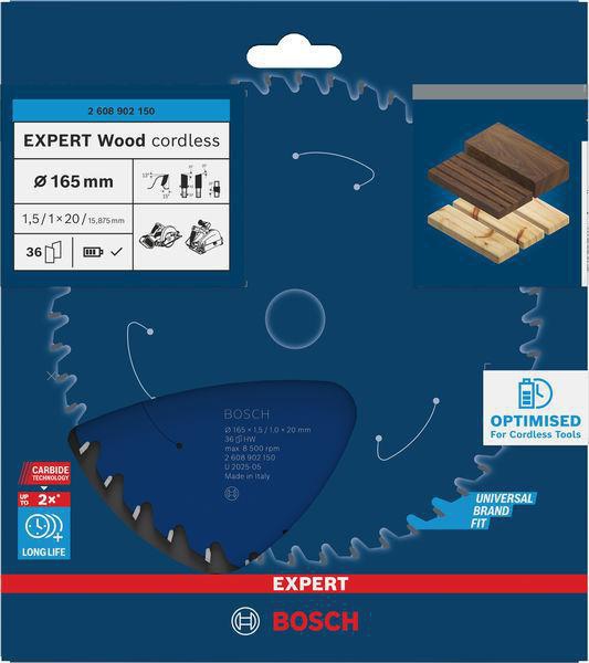 Bosch Kreissägeblatt Expert Wood AD 160 mm Z.24 WZ – Hartmetall-Sägeblatt für Akkusägen