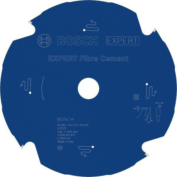 Bosch Kreissägeblatt EXPERT for Fiber Cement 168 mm, 4 Zähne, TCG, Bohrung 20 mm