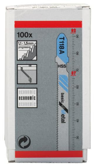 BOSCH Stichsägeblatt T 118 A HSS für Metall, 92 mm