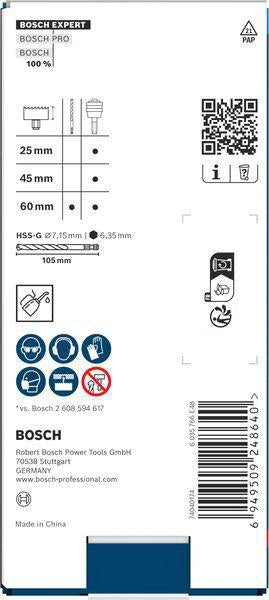 Bosch EXPERT Power Change Plus Adapter Hex 11 mit HSS-G-Bohrer für Lochsägen