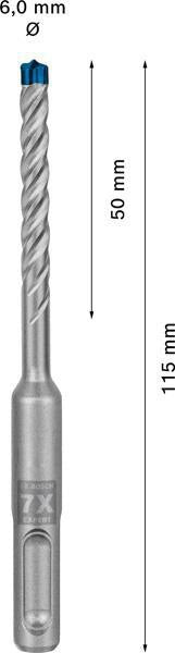 Bosch Expert SDS-7X Hammerbohrer 5 mm, 10 Stück, SDS-plus, Carbide Technology