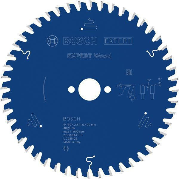 Bosch Kreissägeblatt Expert Wood AD 160 mm Z.24 WZ – Hartmetall-Sägeblatt für Akkusägen