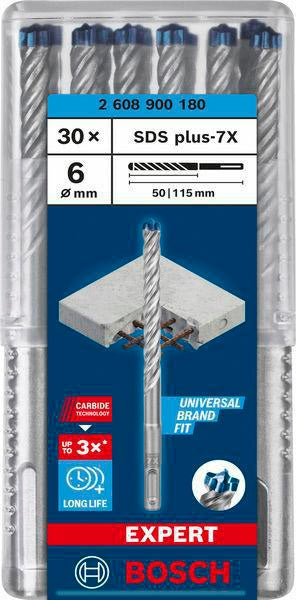 BOSCH Hammerbohrer Expert SDS-7X 5 mm SDS-plus 30 Stück für Stahlbeton