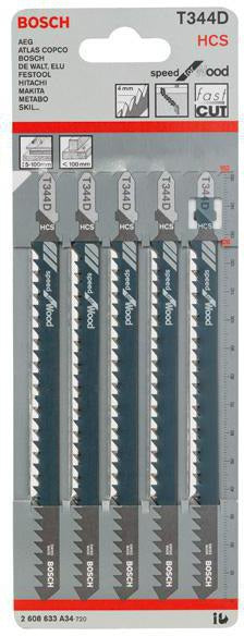 BOSCH Stichsägeblatt T 111 C HCS 100 mm 5 Stück für Holz und Kunststoff