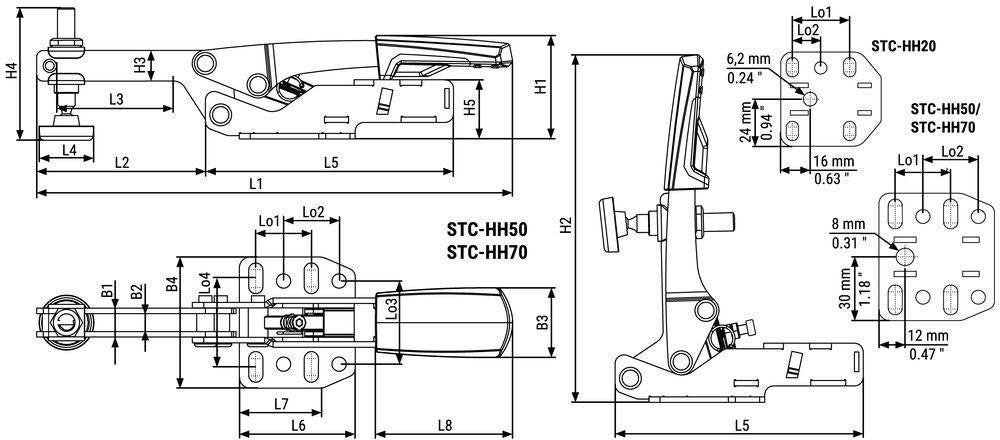 BESSEY Waagrechtspanner STC-HH20 Gr.20 – Automatische Spannhöhenanpassung bis 35 mm