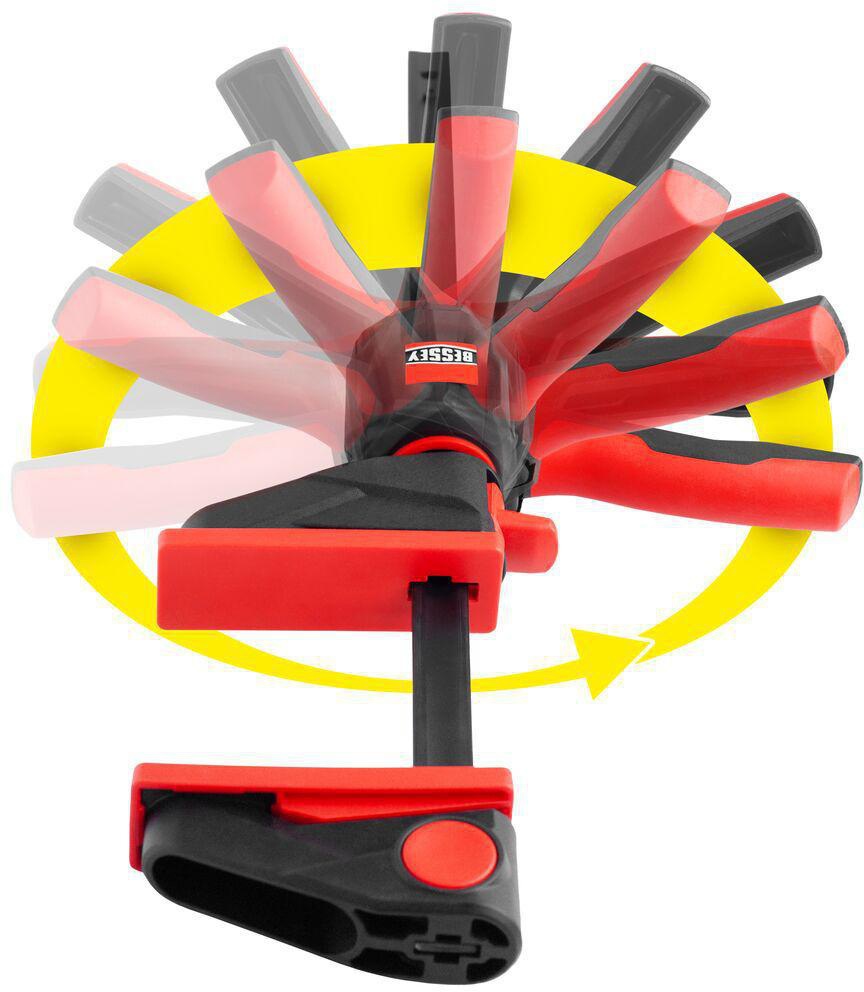 BESSEY Einhandzwinge EZ360-15 mit 360° Dreh-Mechanismus, 150 mm Spannweite, 1400 N Spannkraft