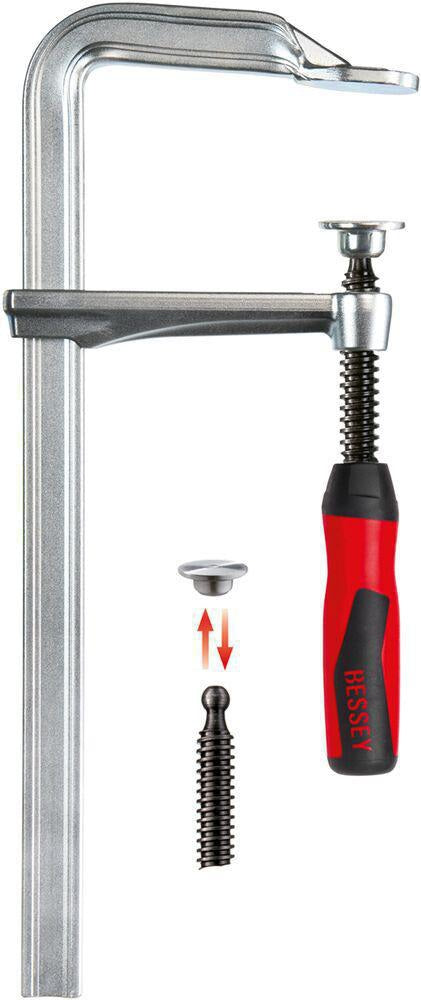BESSEY Ganzstahlschraubzwinge GZ-2K, Spannweite 120 mm, Ausladung 60 mm, 2-K-Griff, bis 6.000 N Spannkraft