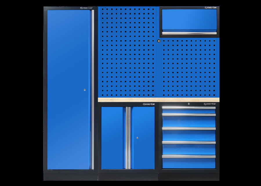 KING TONY Profi-Werkzeuge - Werkstattmöbel, Hälfte, Option links - Blau-Schwarz 87D11AKBL