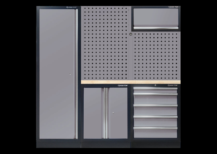 KING TONY Profi-Werkzeuge - Werkstattmöbel, Hälfte, Option links - Grau-Schwarz 87D11AKGL