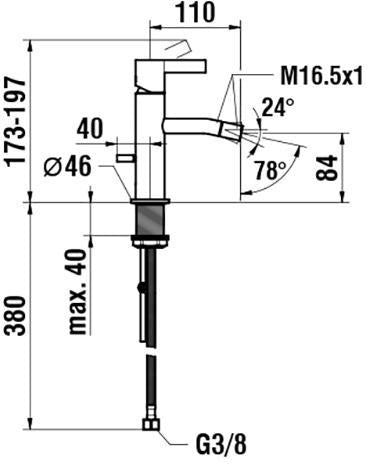 LAUFEN KARTELL Einhand-Bidetmischer mit Ablaufventil in Chrom – Festauslauf, 110 mm Ausladung