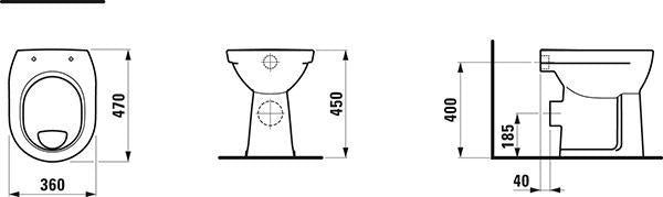 LAUFEN PRO Stand-WC flach erhöht 470x360x450 mm weiß Sanitärkeramik