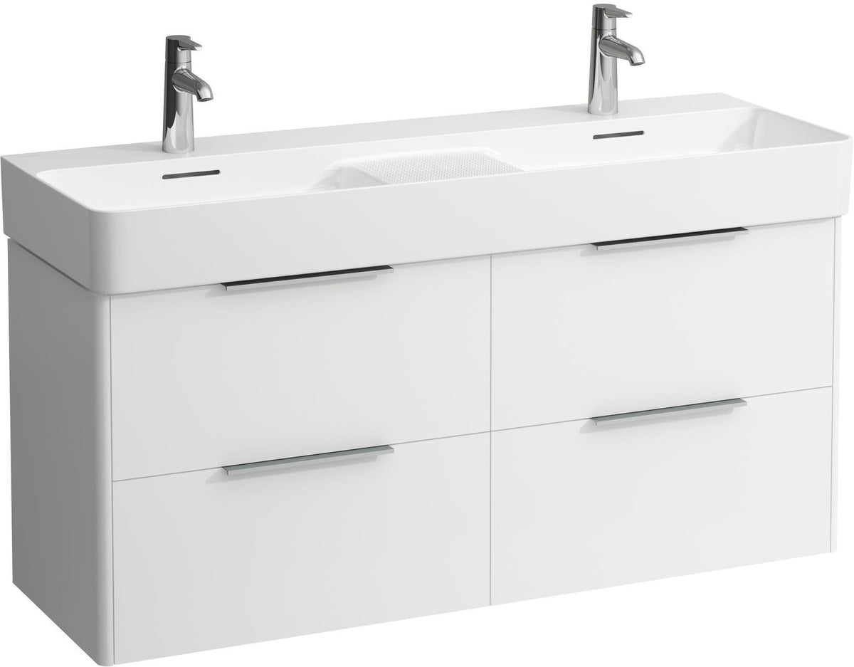 LAUFEN Waschtischunterbau VAL BASE 1180 mm weiß matt – 4 Schubladen mit Griffleiste