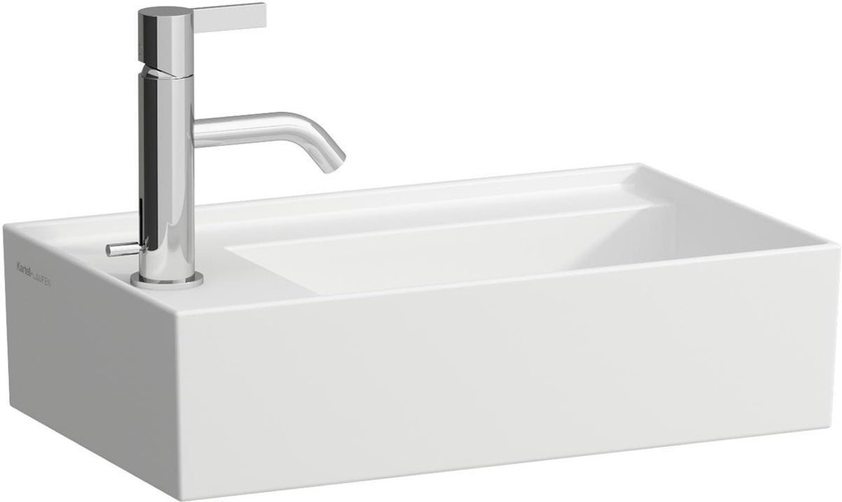LAUFEN Handwaschbecken KARTELL 460x280 mm Armaturenbank links, 1 Hahnloch, ohne Überlauf, weiß