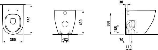 LAUFEN PRO Stand-WC spülrandlos Tiefspüler 530x360x430 mm weiß