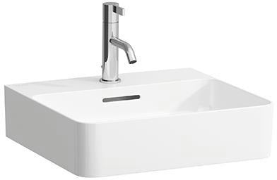 LAUFEN Handwaschbecken VAL 450x420mm mit Überlauf, 1 Hahnloch, weiß – Wandmontage