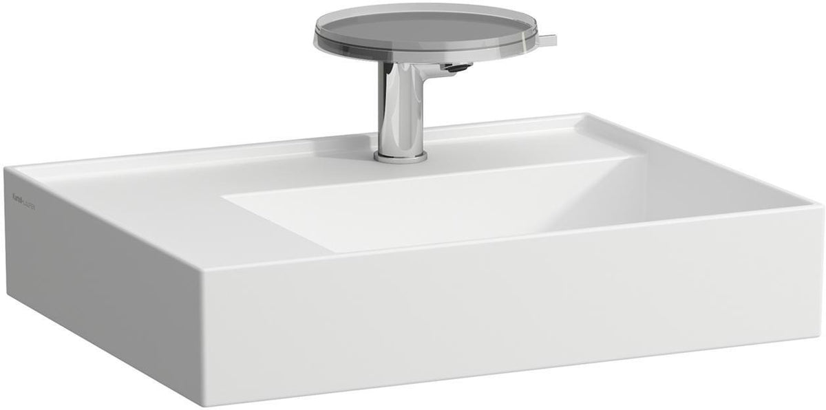 LAUFEN Waschtisch KARTELL 600x460 mm weiß, Ablage links, 1 Hahnloch, ohne Überlauf