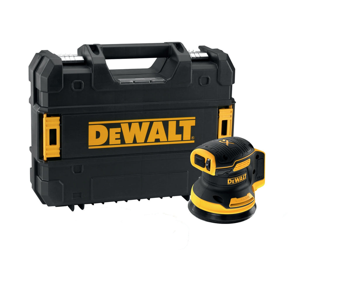 DEWALT Akku-Exzenterschleifer DCW210NT 18/54V 125mm – Bürstenloser Motor & elektronische Drehzahlregulierung