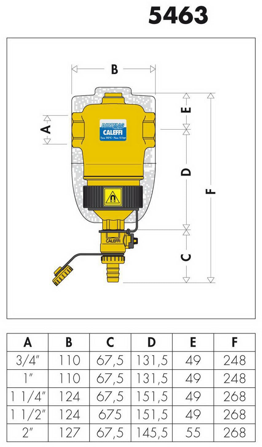 CALEFFI DIRTMAG Schlammabscheider 1" IG mit Magnet und Isolierung – Serie 546