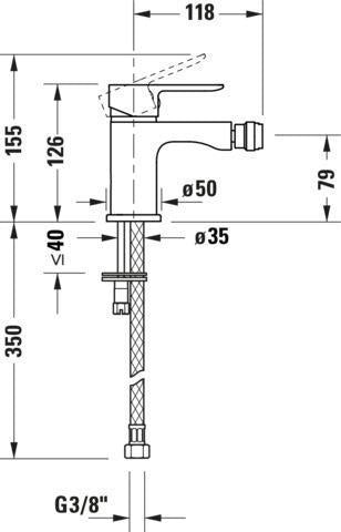 DURAVIT A.1 Einhebel-Bidetmischer mit Zugstangen-Ablaufgarnitur, chrom, Ausladung 118 mm