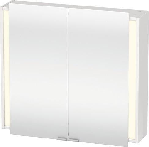 Duravit Ketho Spiegelschrank 800 mm, weiß matt, LED-beleuchtet, 2 Türen, Sensorschalter