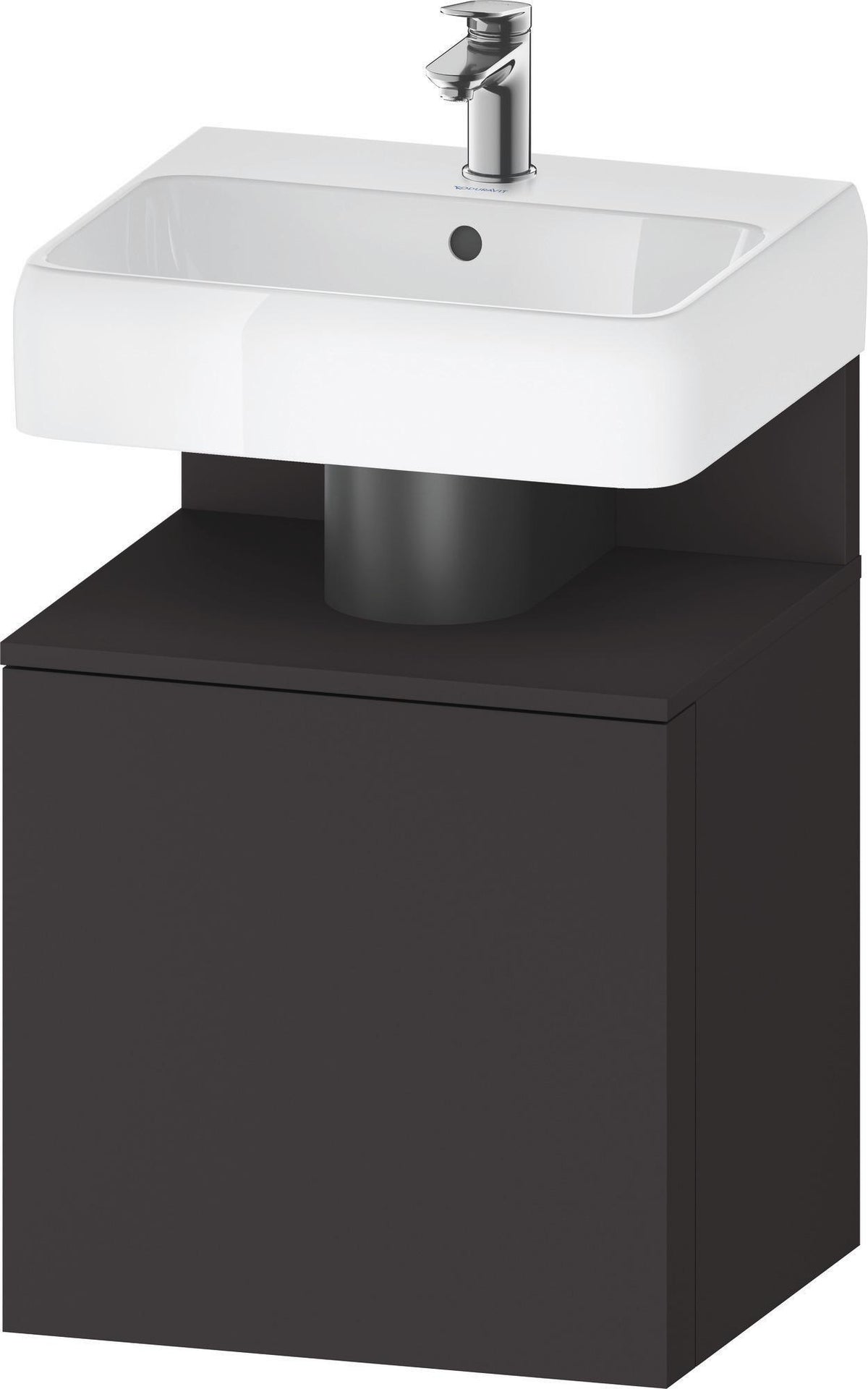 DURAVIT Qatego Waschtischunterbau 490 mm wandhängend, 1 Tür links, Weiß Matt mit Eiche Schwarz Nische