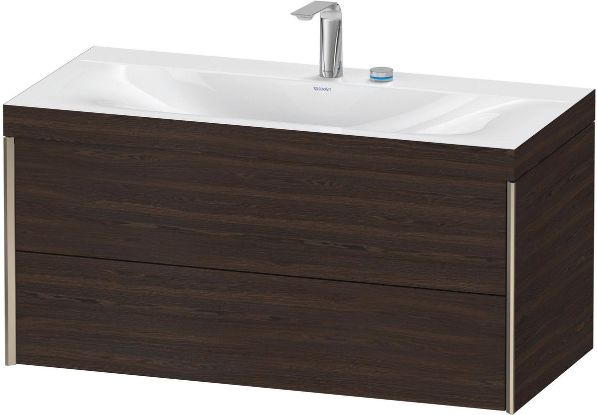 DURAVIT XViu Waschtischunterbauset c-bonded 1000 mm Nussbaum Champagner matt 2 Schubkästen