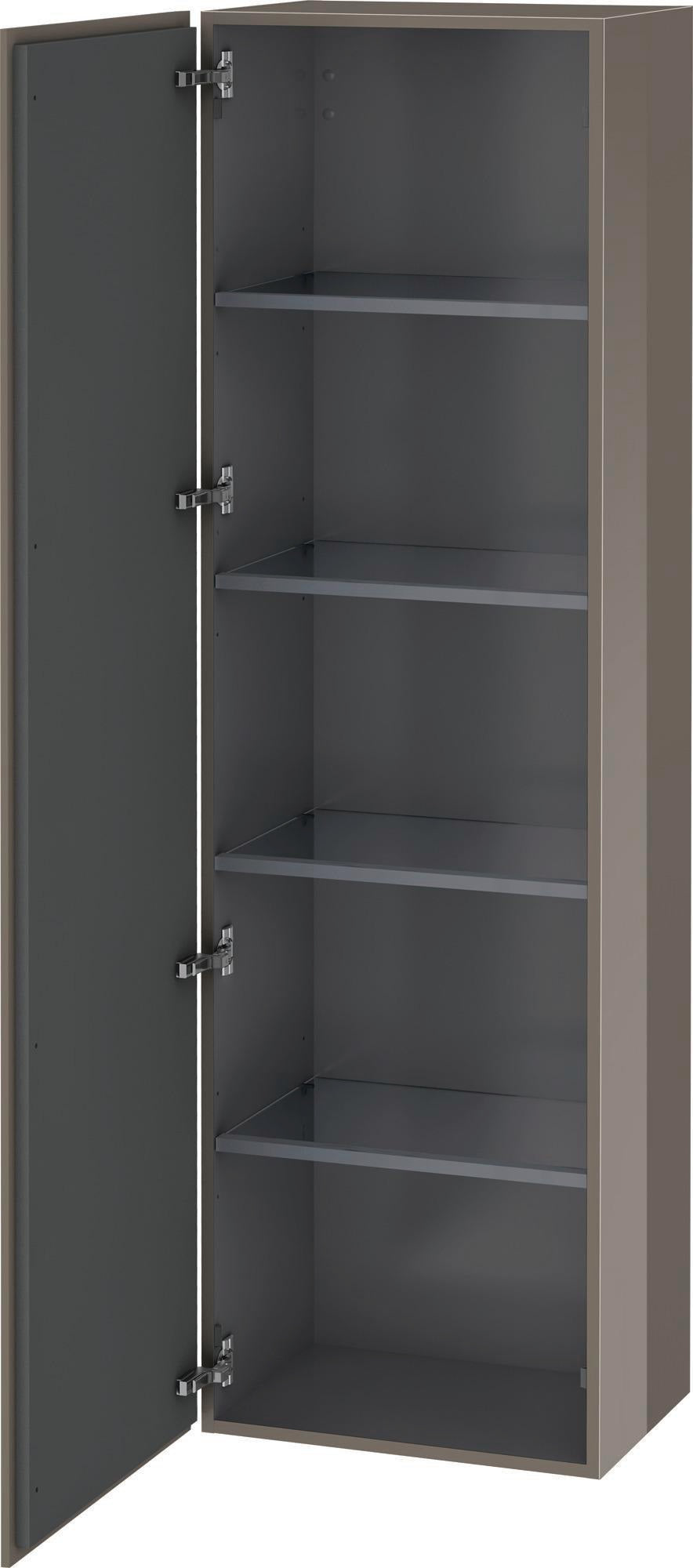 Duravit Hochschrank L-Cube 363x500x1760mm 1 Tür links, flannel grey hochglanz – wandhängend, Soft-Close