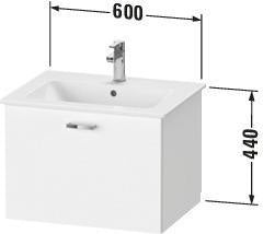 Duravit XBase Waschtischunterbau 600 mm wandhängend, 1 Auszug, weiß matt, mit Soft-Close