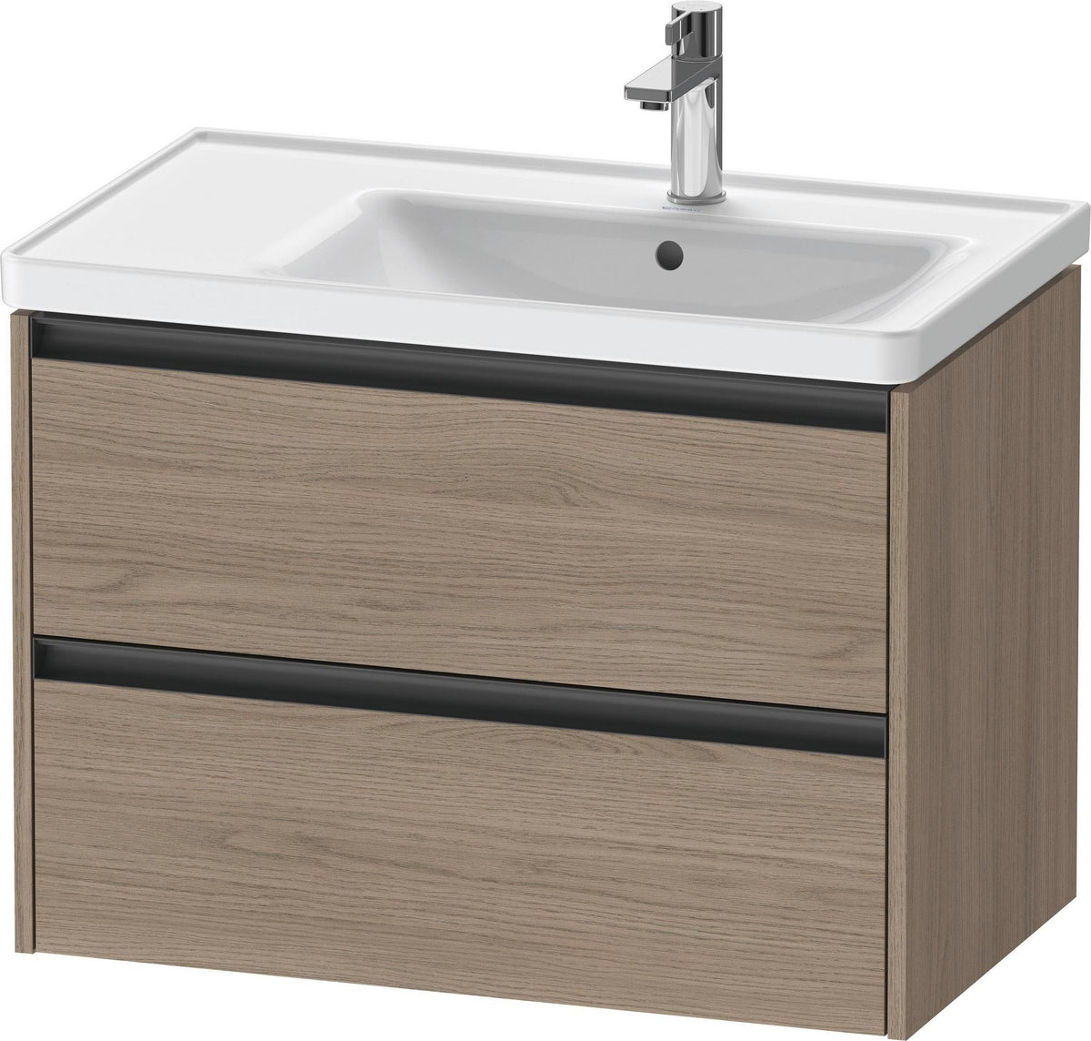 Duravit Ketho.2 Waschtischunterbau 784 mm Eiche Terra mit 2 Schubkästen und Becken rechts