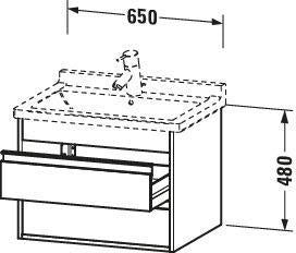 DURAVIT Waschtischunterbau Ketho wandhängend 650 mm weiß matt mit 2 Schubkästen