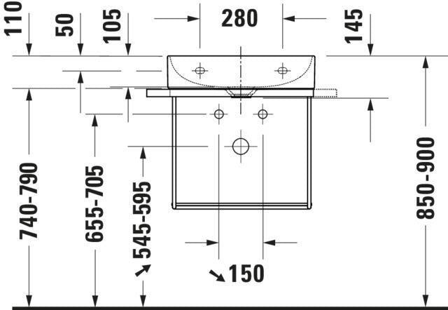 Duravit DuraSquare Möbelwaschtisch 500 mm weiß mit Hahnlochbank und Überlauf – Wandmontage