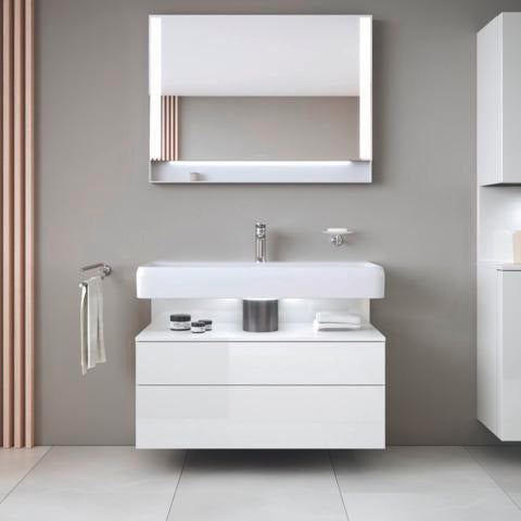 DURAVIT Qatego Hochschrank 400 mm, 2 Türen, weiß Hochglanz, Eiche Schw. Matt