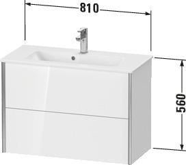 DURAVIT XViu Waschtischunterbau wandhängend 810 mm, 2 Schubladen, champagner matt/weiß matt