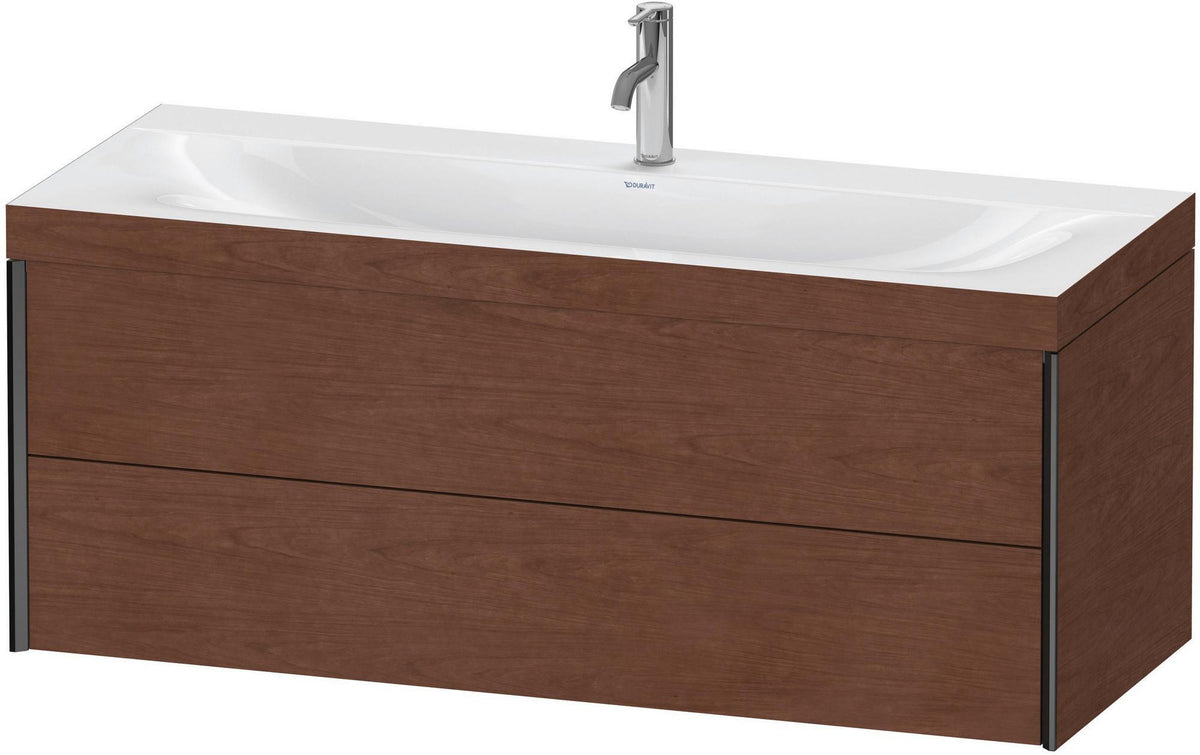 DURAVIT XViu c-bonded Waschtischunterbauset 1200 mm, 2 Schubkästen, Nussbaum gebürstet, schwarz matt