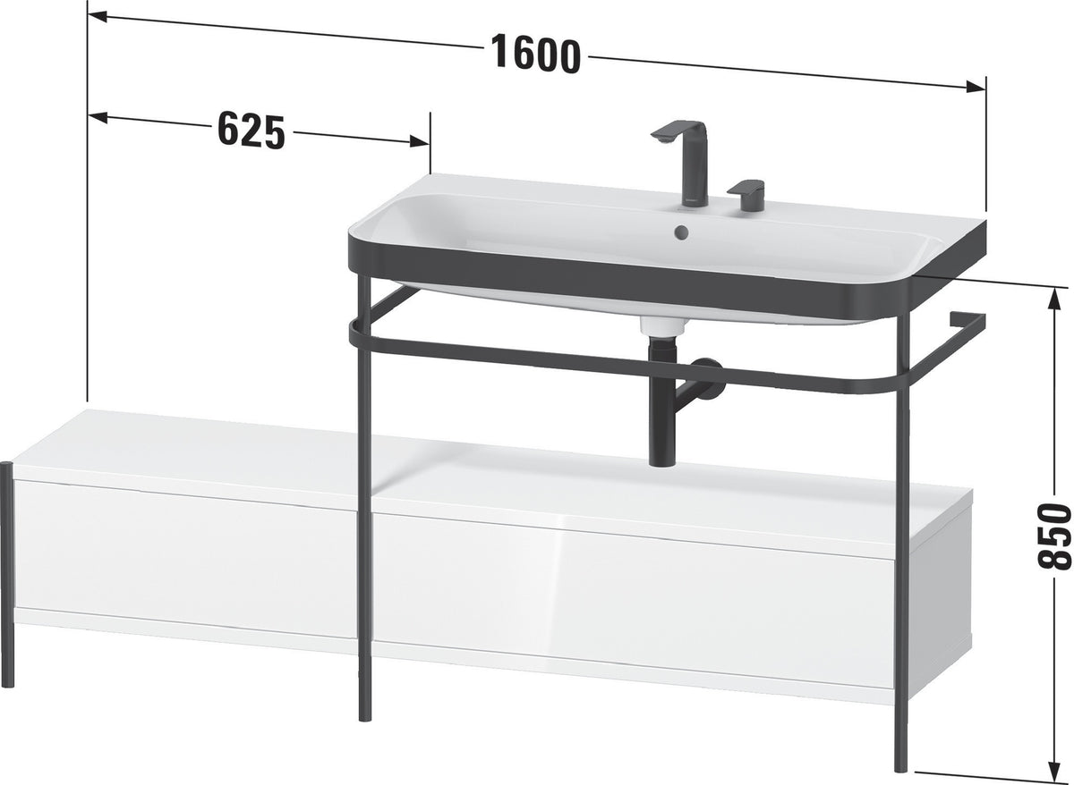 Duravit Waschtischset Happy D.2 Plus 1600x490 mm Ein Hahnloch Taupe Supermatt