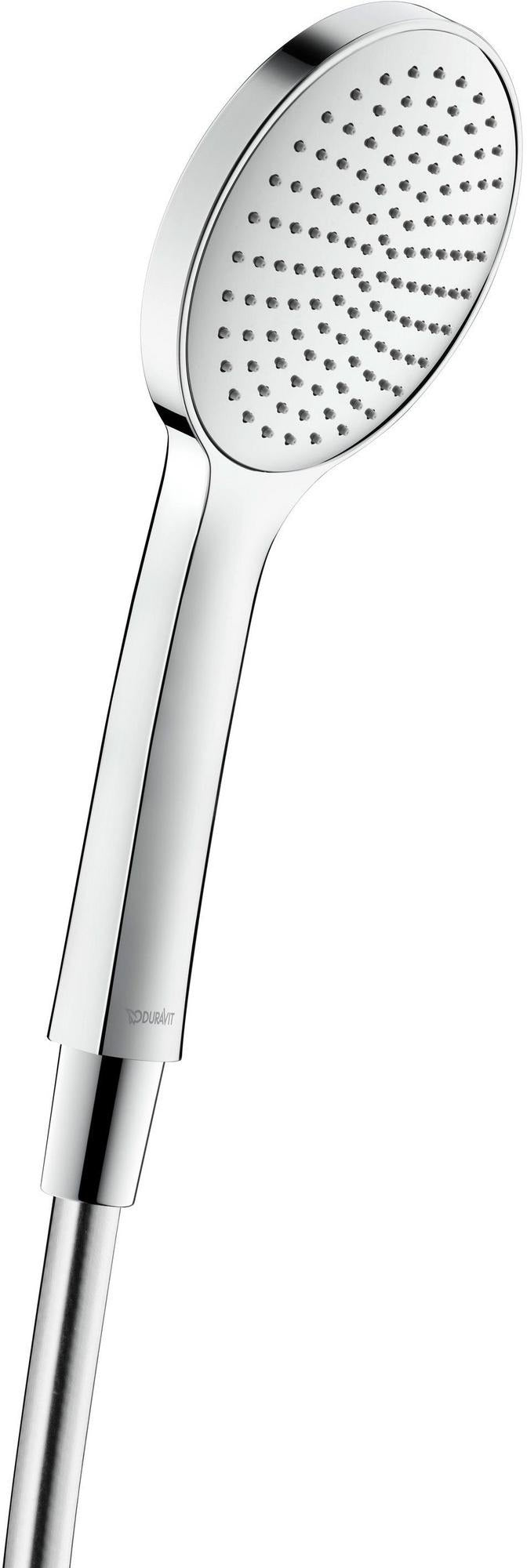 DURAVIT Handbrause 1-Jet D110 Rain Chrom Weiß – 110 mm Duschkopf mit Antikalksystem