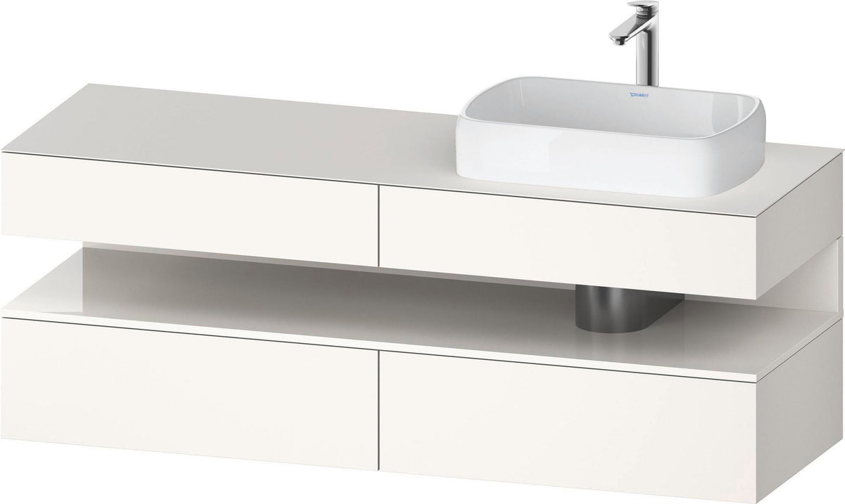 Duravit Qatego Konsolenwaschtischunterbau 1600 mm Weiß Hochglanz mit Eiche Schwarz Nische