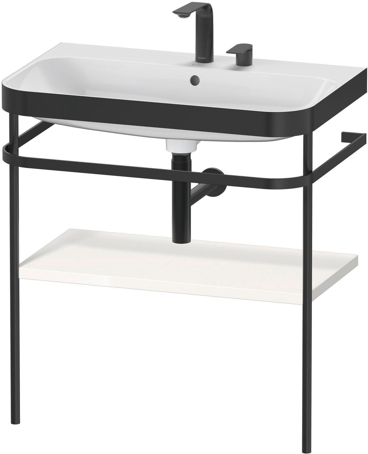 DURAVIT Happy D.2 c-bonded Waschtischset 775 mm mit Metallkonsole, weiß hochglanz, bodenstehend
