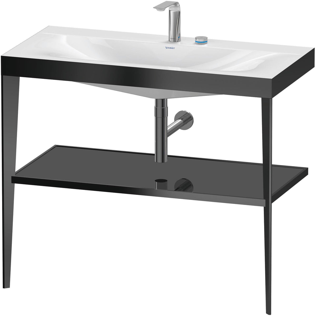 Duravit XViu c-bonded Waschtischset 1000 mm mit Metallkonsole, weiß hochglanz / schwarz matt – inkl. Waschschüssel