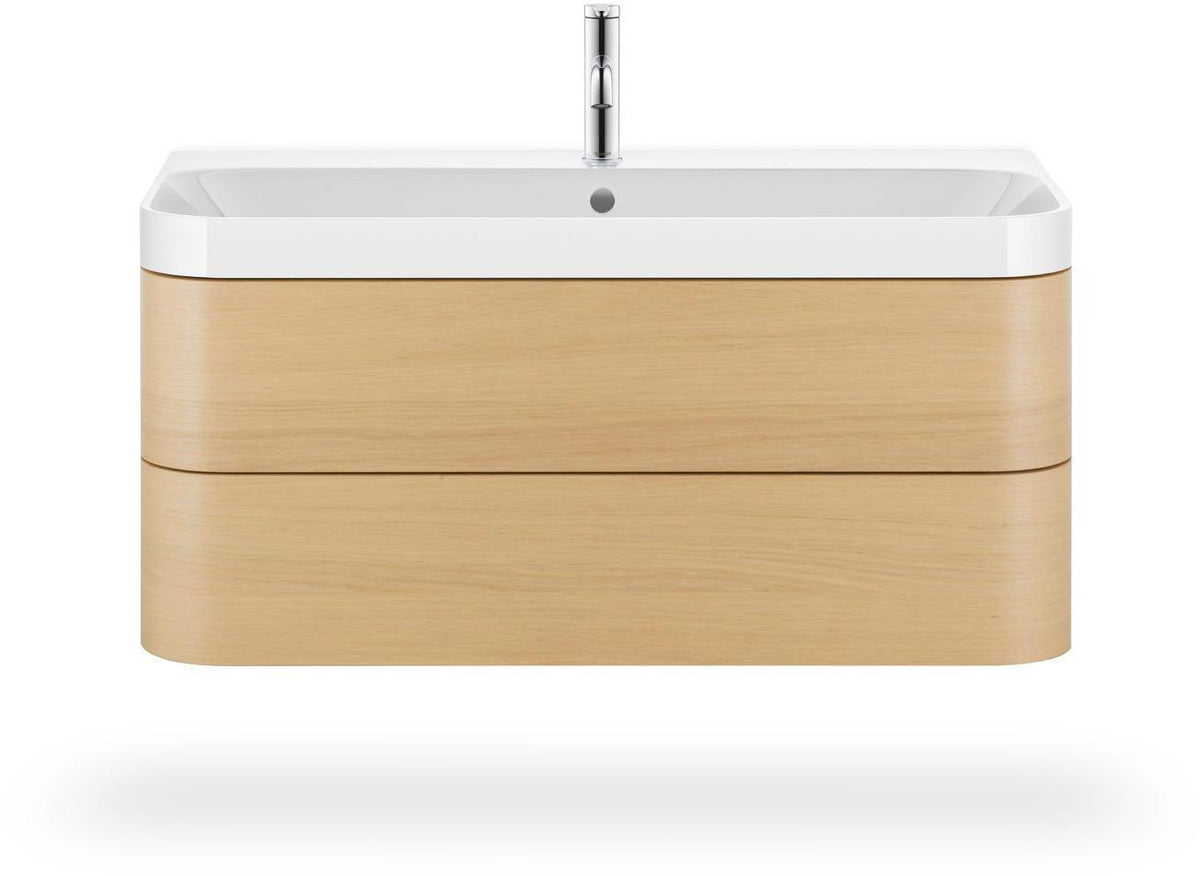 DURAVIT Happy D.2 c-shaped Waschtischset 975 mm wandhängend mit Tip-on und Soft-Close