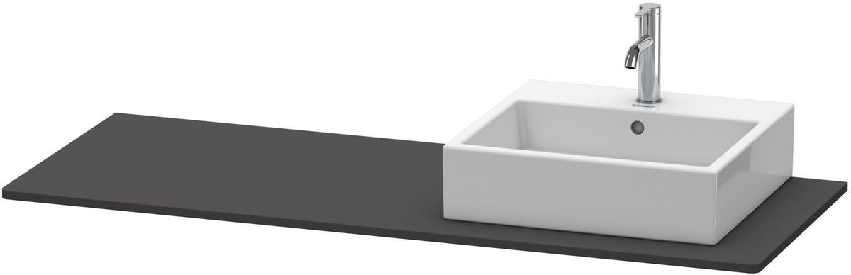 Duravit XSquare Konsole 1400x550mm betongrau matt – 1 Ausschnitt, mit Siphonaussparung