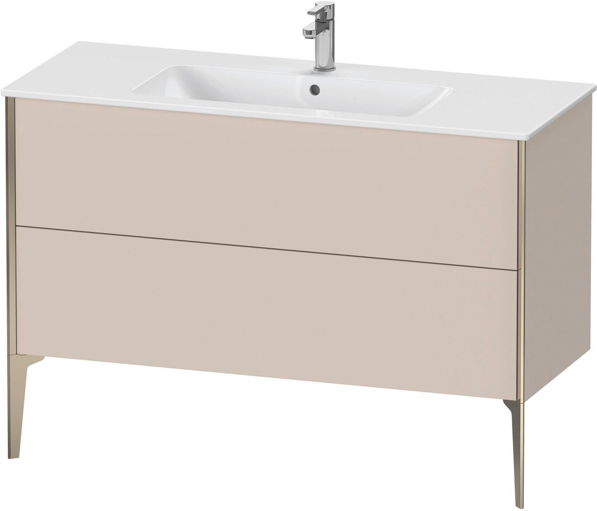 DURAVIT XViu Waschtischunterbau bodenstehend 1210 mm, 2 Auszüge, champagner matt/weiß matt