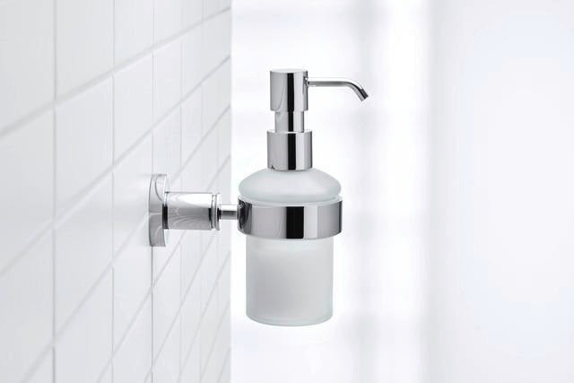 DURAVIT D-Code Seifenspender mit Glasflakon und verchromtem Messinghalter für Wandmontage