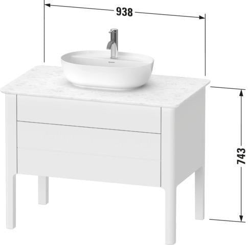 Duravit Luv Waschtischunterbau bodenstehend 938 mm mit Schubkasten und Auszug in Weiß Seidenmatt