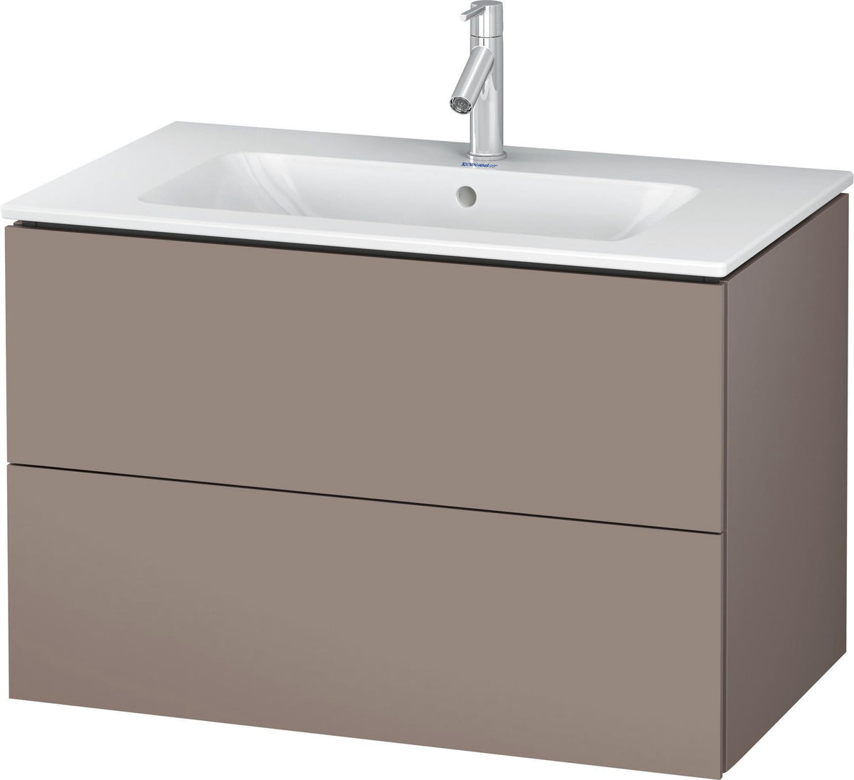 Duravit L-Cube Waschtischunterbau 820 mm taupe matt mit 2 Schubkästen und Tip-On-Technik