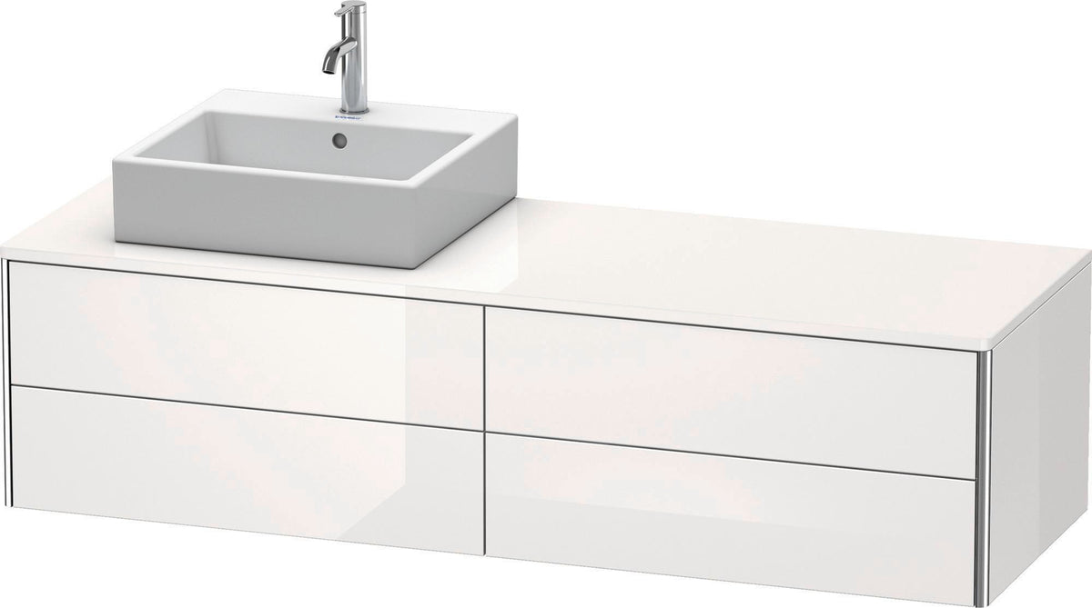 Duravit XSquare Waschtischunterbau 1600 mm, betongrau matt, 4 Schubkästen, wandhängend, Becken links