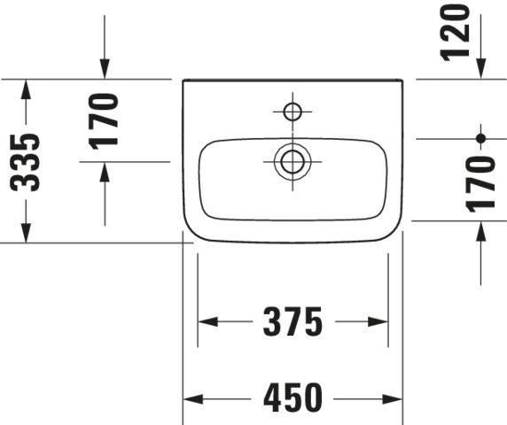 DURAVIT DuraStyle Handwaschbecken 450 mm weiß mit Hahnlochbank und WonderGliss
